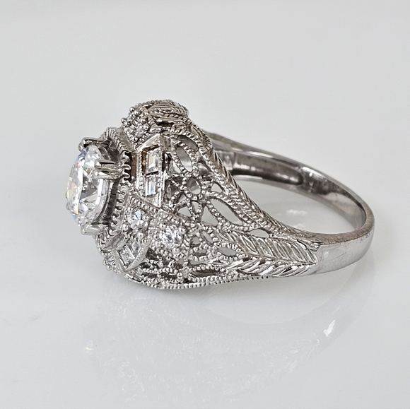 Authentic Victoria Wieck Art Deco Diamonique Ring Sterling Silver Size 7 - Picture 13 of 14